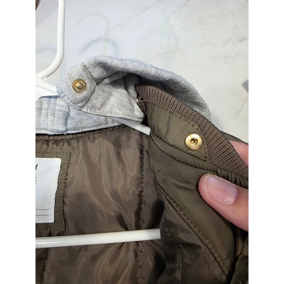 H&M Girls 10 Olive Puff Coat | Detachable Hoodie | Unicorn Gold Trim Hardware - Picture 7 of 9